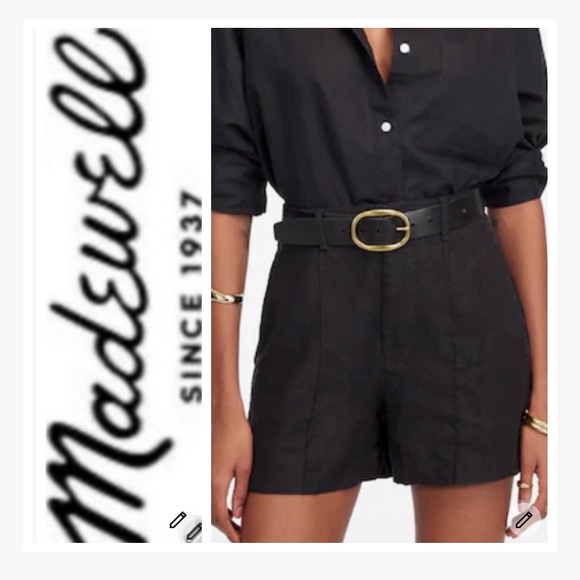 NWT Madewell Women's Black Linen Shorts - Picture 1 of 12